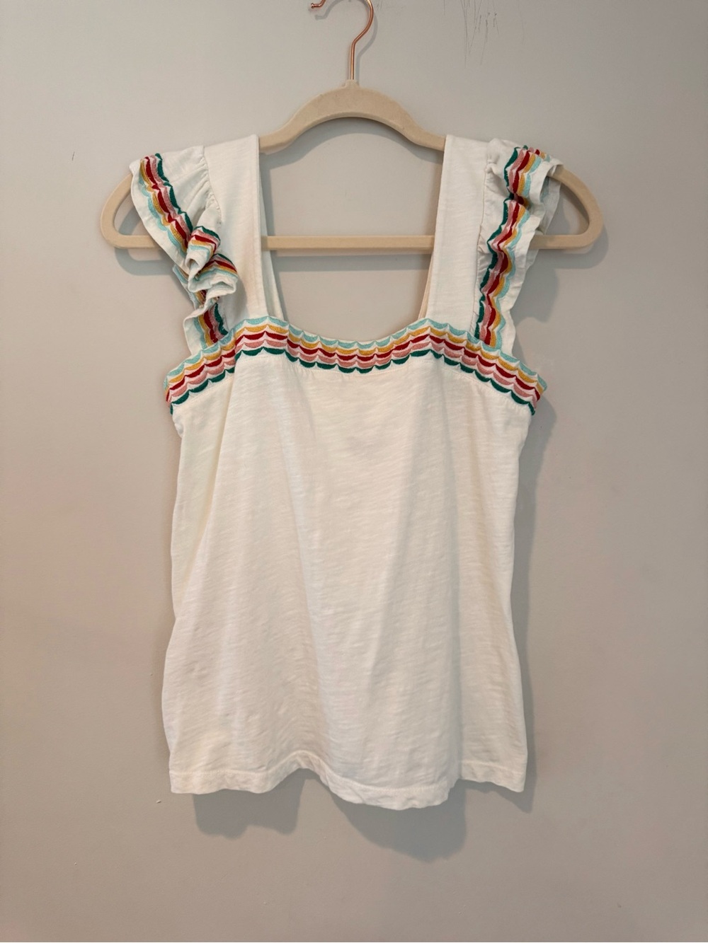 Boho Embroidered Ruffle Sleeve Top white Girlhoodcore petite small